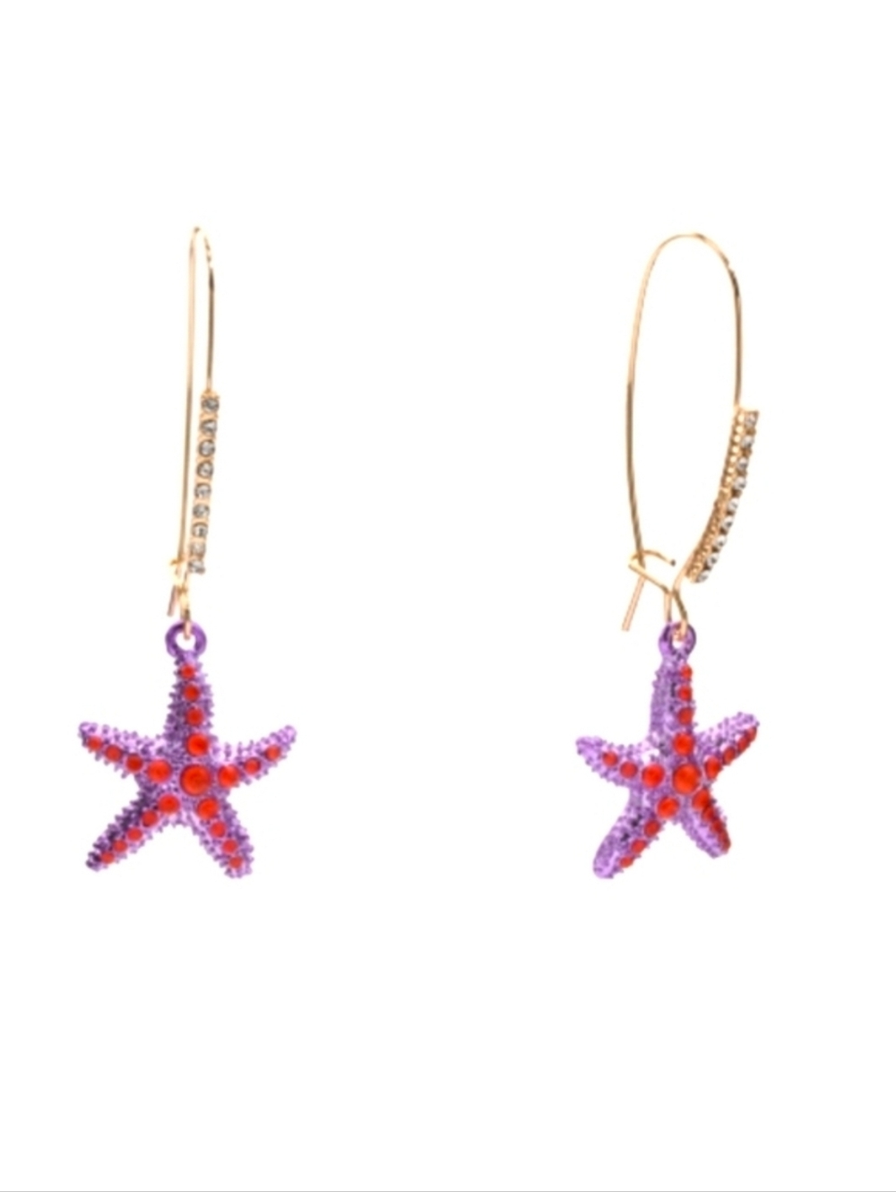 Betsey Johnson Mermaid Jewels Starfish Purple and Red Earrings